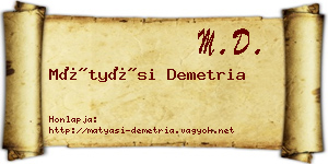 Mátyási Demetria névjegykártya